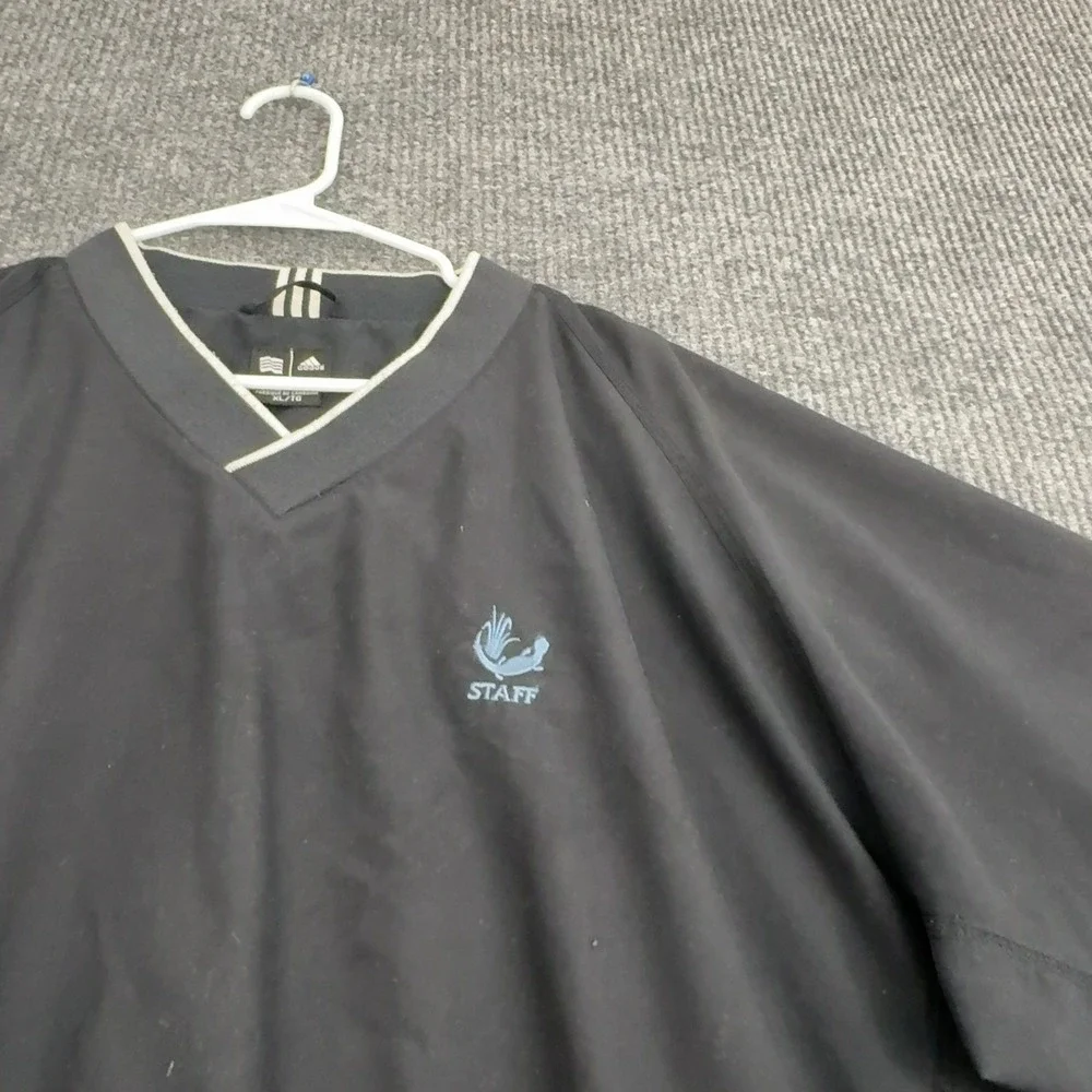 Adidas Windbreaker Mens XL Black Polyester Staff V‎ Neck Pullover Athletic Style